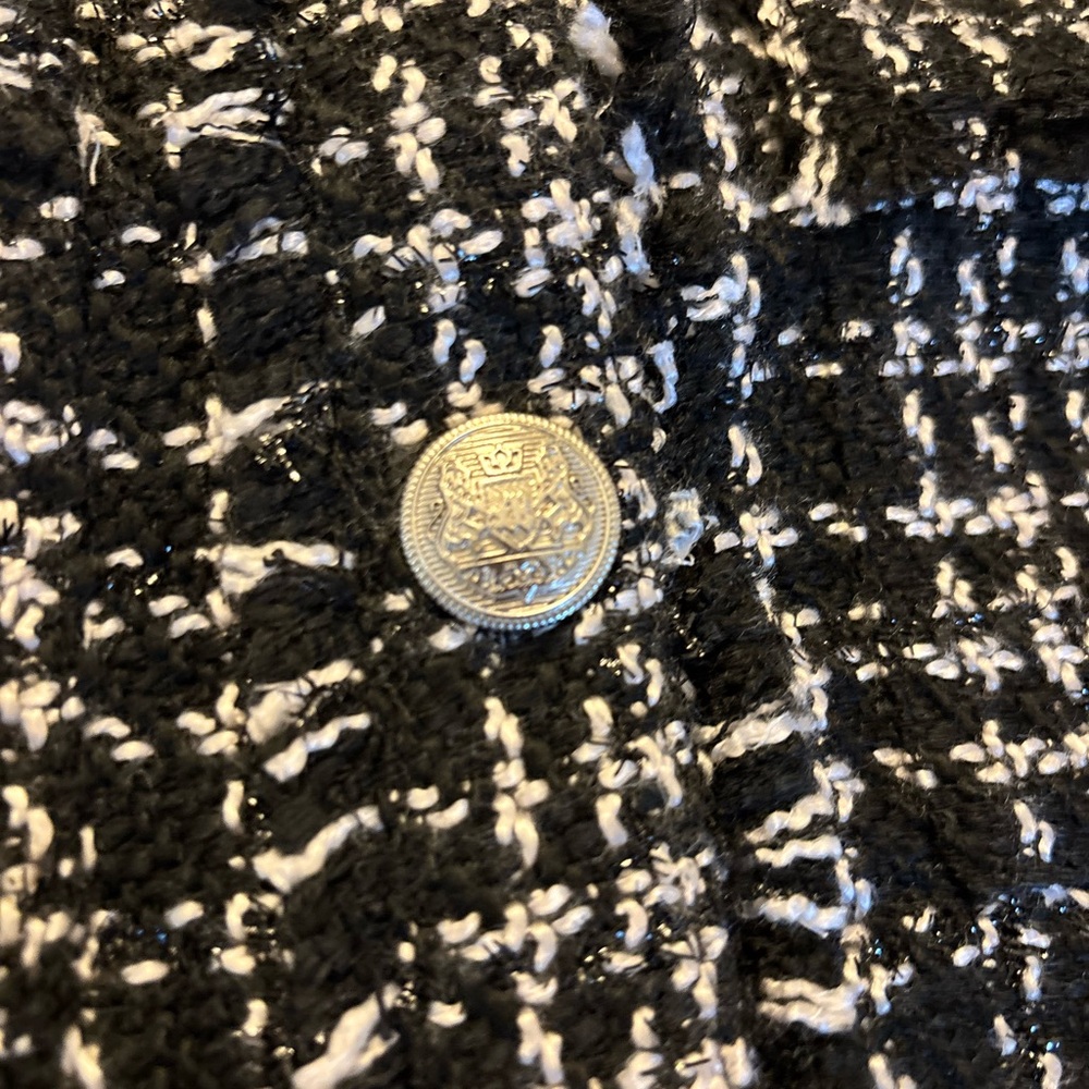 Laundry by Shelli Segal Tweed Cropped Vest Frayed Design, Black /White, Sz S NWT - Picture 11 of 13